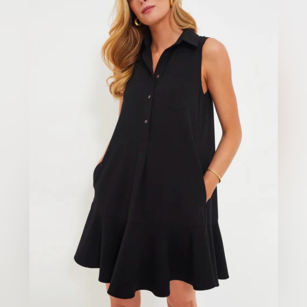 Tuckernuck Sleeveless Callahan Shirt Dress NWT Black Crepe Wrinkle Resistant M
